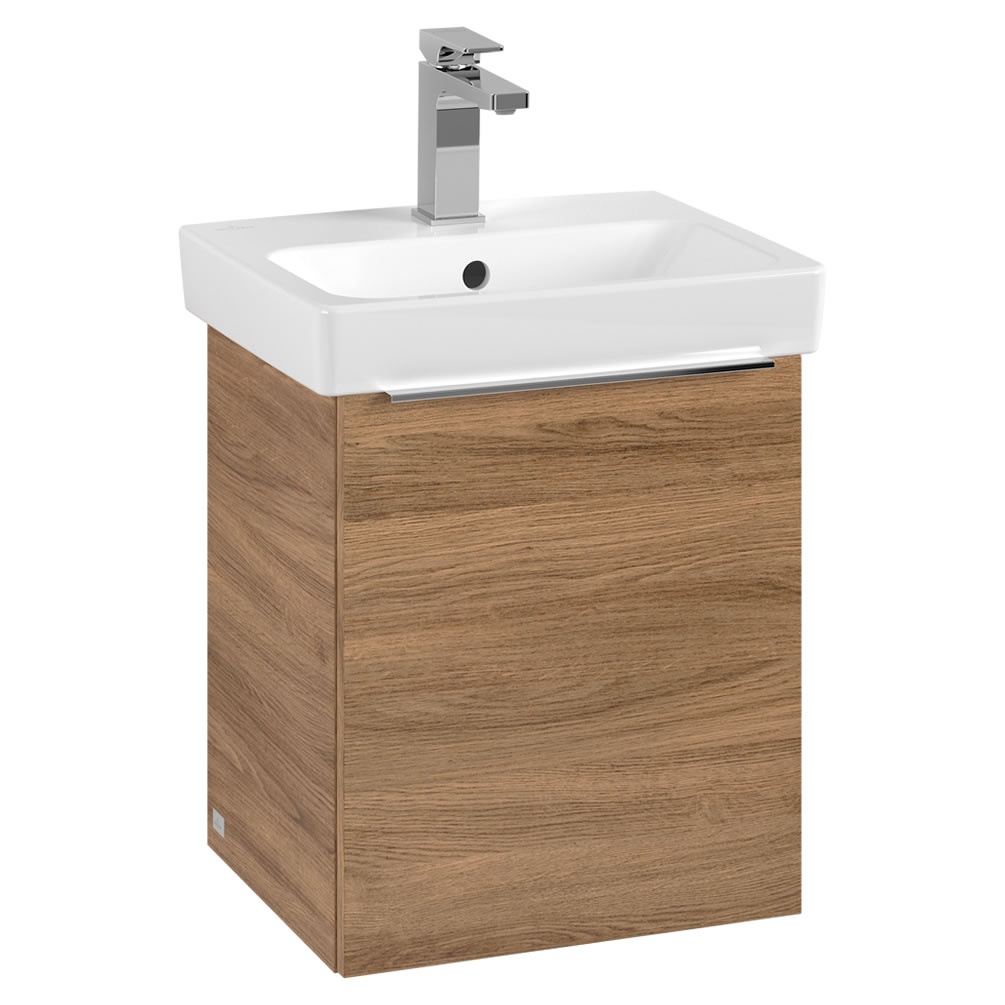 Cutout image of Villeroy & Boch Architectura Kansas Oak 450mm Wall-Hung Vanity Unit & Basin